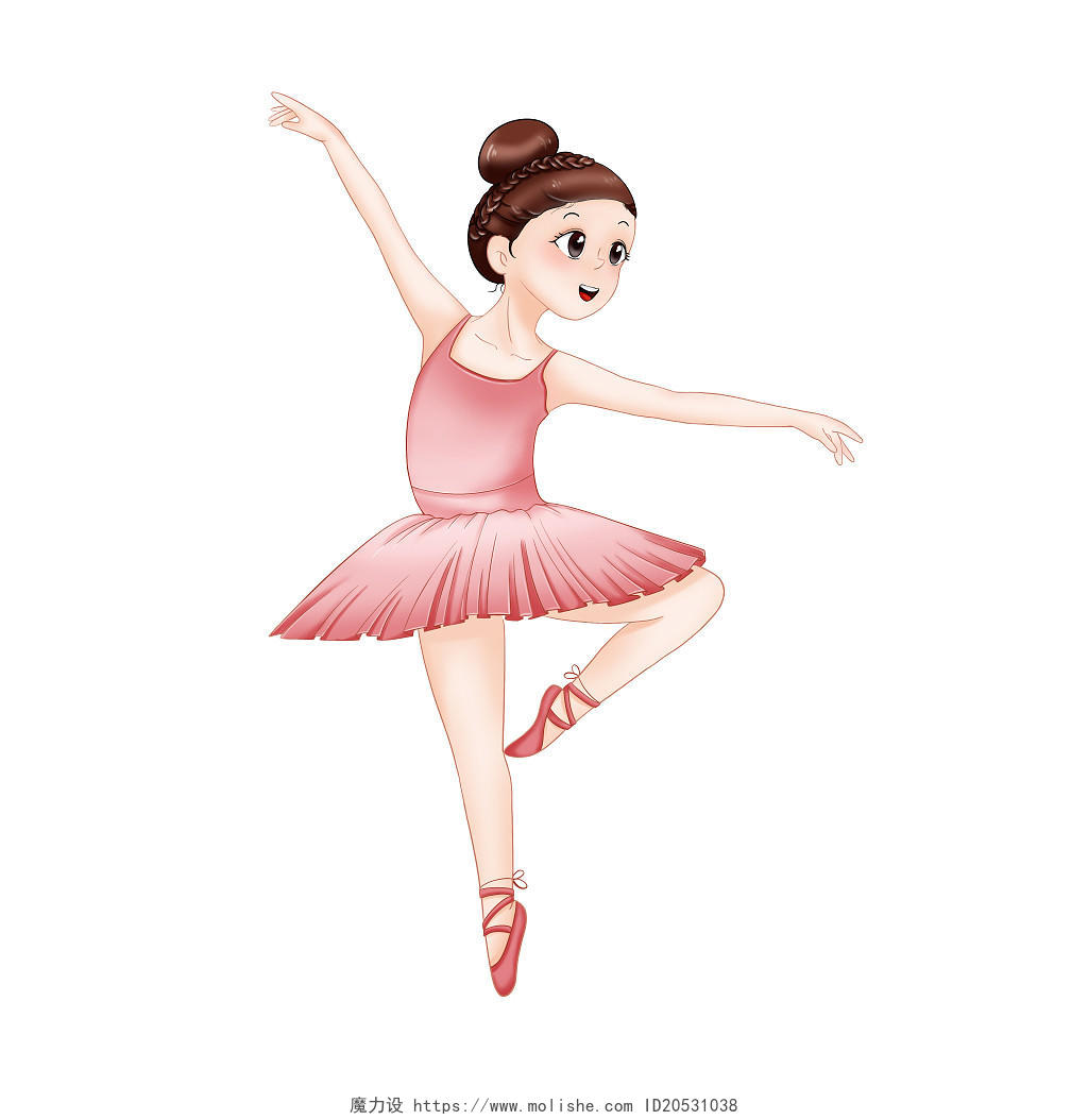 手绘跳舞女孩芭蕾插画素材png